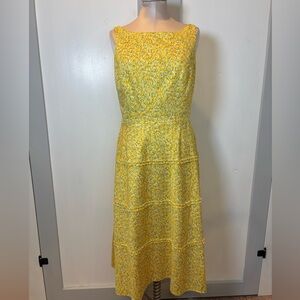 Liz Claiborne Yellow Tulip Tiered Cotton Dress. Size 8 Vintage